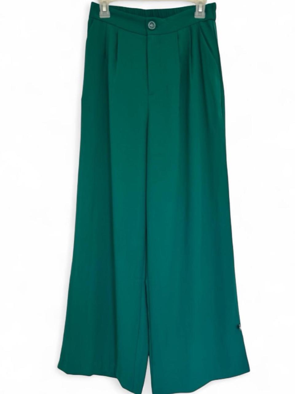 Haute Mode Emerald Green Wide Leg Pants Trousers Size Small Office High Waisted